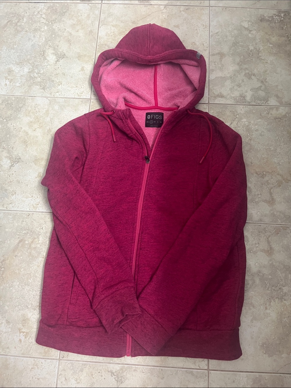 Figs Marled Berry Zip Hoodie